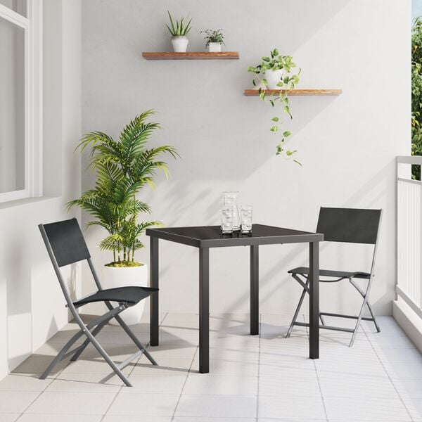 vidaXL Garden Dining Set Folding 7 pcs Black Textilene and steel