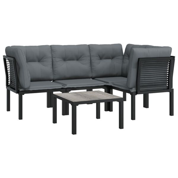 vidaXL Garden Lounge Set Black, Dark Grey