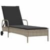 vidaXL Sun Lounger Light Grey PE Rattan Standard Foldable Sun Lounger
