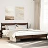 vidaXL Bed Frame Brown Oak Steel, Engineered Wood Full Bed Frame