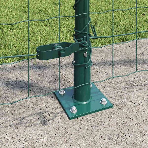 vidaXL Fence with Post Green 3.94 x 32.81 ft Steel