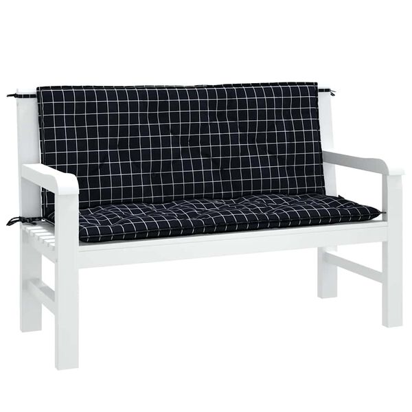 vidaXL Garden Bench Cushion Set of 2 Black and white check Oxford fabric