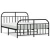 vidaXL Bed Frame Black Powder-Coated Steel 63.0 x 79.0 in Bed Frame
