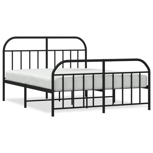 vidaXL Bed Frame Black Powder-Coated Steel 63.0 x 79.0 in Bed Frame