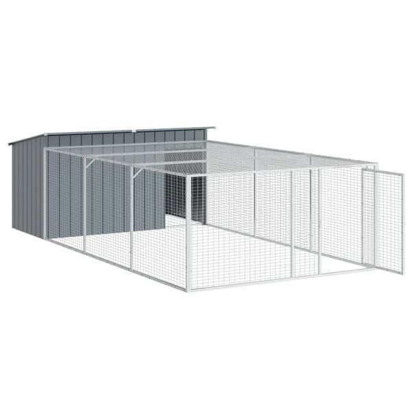 vidaXL Dog House Anthracite Galvanized Steel Large Durable Dog House
