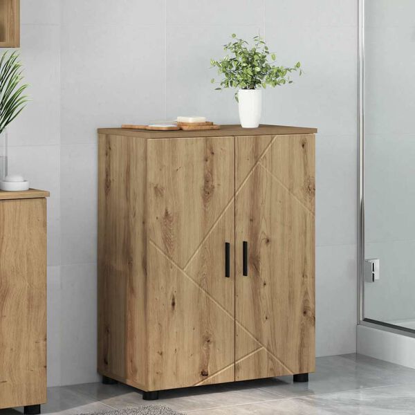 vidaXL Bathroom Cabinet with Door Artisan Oak 23.62 x 13.78 x 31.50 in