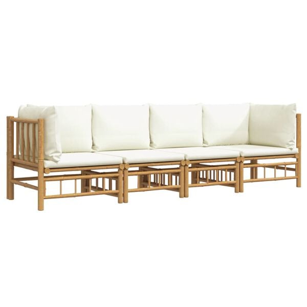 vidaXL Garden Lounge Set Cream White Bamboo Medium Modular