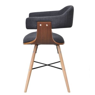 vidaXL Dining Chairs 2 pcs Dark Gray Bent Wood and Fabric