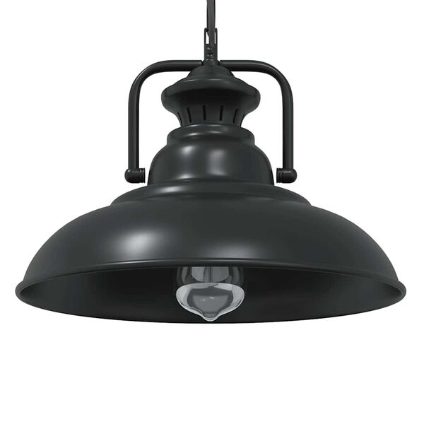 vidaXL Pendant Lamp Black Iron Medium Industrial Pendant Lamp Round