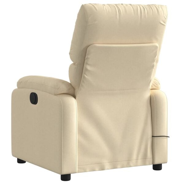 vidaXL Massage Recliner Chair Cream Fabric Standard Adjustable Armrests
