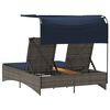 vidaXL Patio Double Sun Lounger Grey PE rattan Double