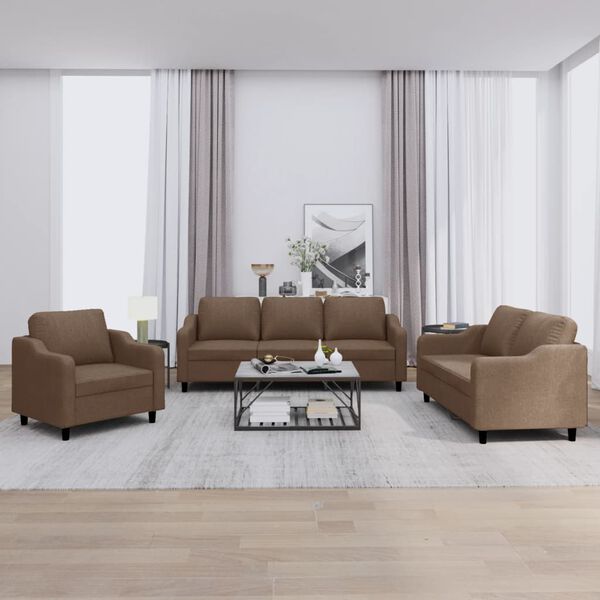 vidaXL Sofa Set Brown Fabric (100% polyester), metal, textilene, plywood