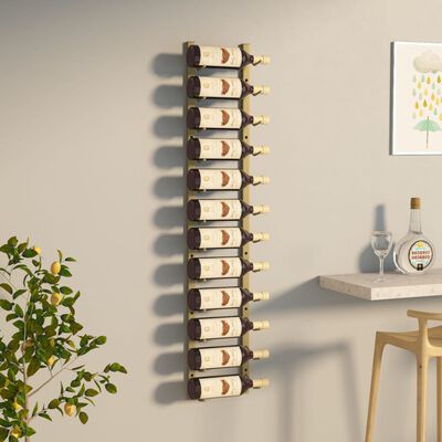 vidaXL Wall Mounted Wine Rack for 12 Bottles Gold Iron