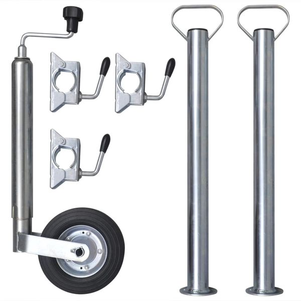 vidaXL 1.9" Jockey Wheel with 2 Support Tubes & 3 Split Clamps