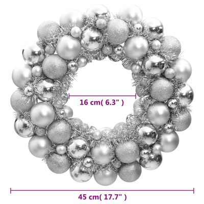 vidaXL Christmas Wreath Silver 17.7" Polystyrene
