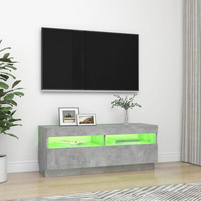 vidaXL TV Cabinet with LED Lights Concrete Gray 39.4"x13.8"x15.7"