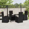 vidaXL Garden Dining Set with Cushion 5 pcs Black Poly Rattan