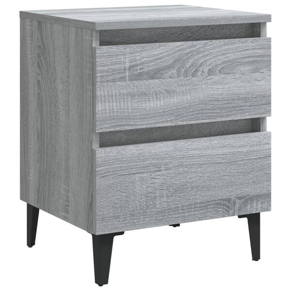 vidaXL Bed Cabinet Set of 2 Grey Sonoma Engineered wood, metal Small