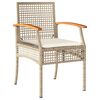 vidaXL Patio Dining Set Beige PE Rattan Medium Removable Covers