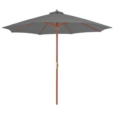 vidaXL Outdoor Parasol with Wooden Pole 118.1" Anthracite