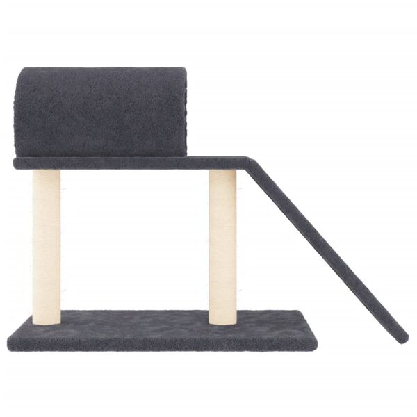 vidaXL Cat Scratching Post Dark Grey Engineered Wood, Plush, Sisal Medium