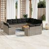 vidaXL Garden Sofa Set Grey PE rattan Large Adjustable Feet