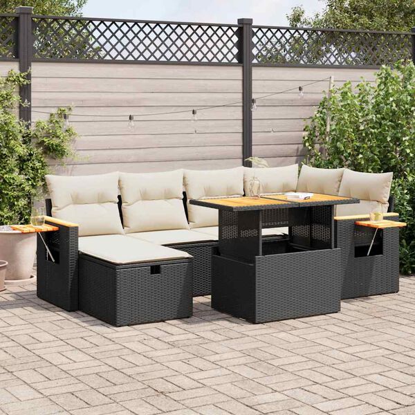 vidaXL Garden Sofa Set Black, White