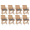 vidaXL Garden Chair Set of 8 Grey, Teak Solid teak wood, 100% polyester