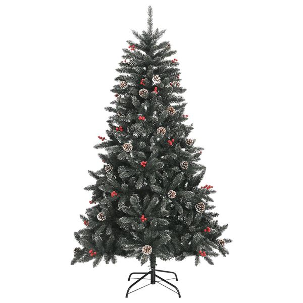 vidaXL Christmas Tree Green and White PVC and Steel 59.1 in