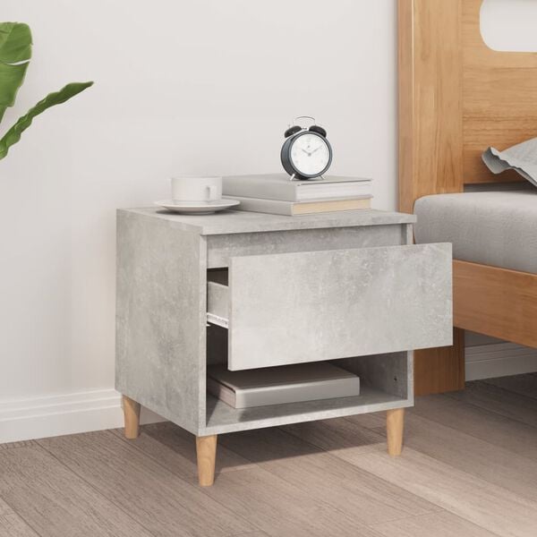 vidaXL Bedside Table Concrete Grey Engineered Wood 19.7 x 18.1 x 19.7 in