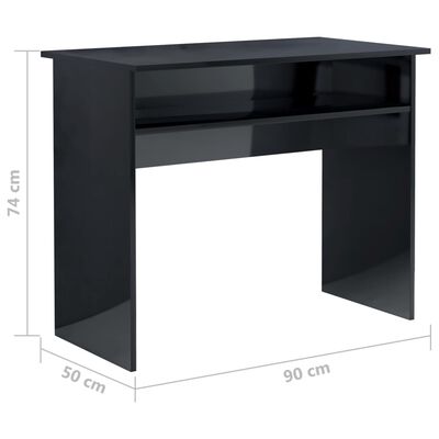 vidaXL Desk High Gloss Black 35.4" x 19.7" x 29.1" Engineered Wood