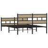 vidaXL Bed Frame Black, Sonoma oak Iron, Engineered wood Double