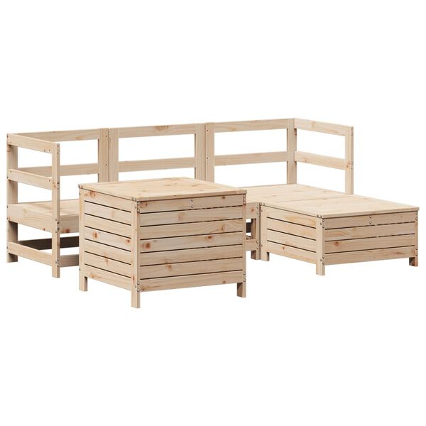 vidaXL Garden Sofa Set Natural Wood Solid Pine Moderate Modular
