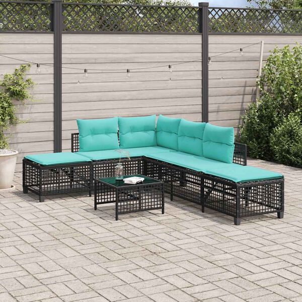vidaXL Patio Sofa Set Black PE rattan 3 Piece Set Adjustable Armrests