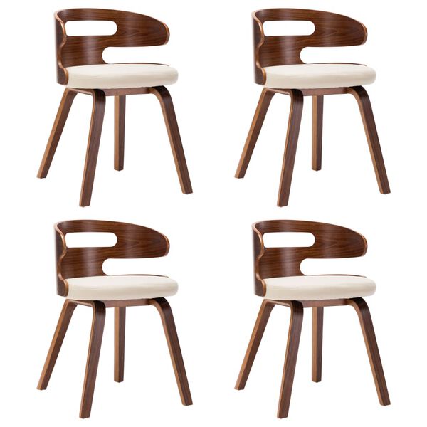 vidaXL Dining Chair Set of 4 Cream and dark brown