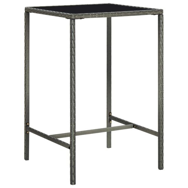 vidaXL Bar Table Grey PE Rattan Medium Durable Bar Table Square