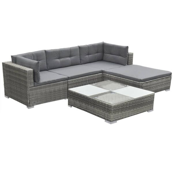 vidaXL Garden Furniture Set Grey Poly Rattan Large Modular