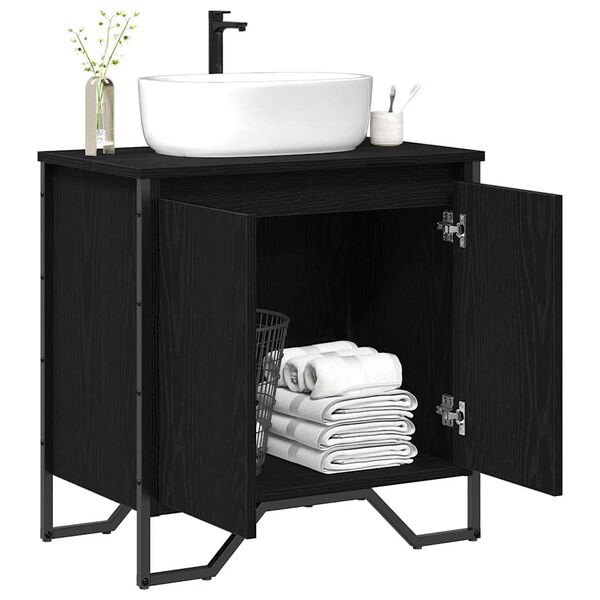 vidaXL Bathroom Sink Cabinet Black Oak 60 x 35 x 60 cm Engineered wood