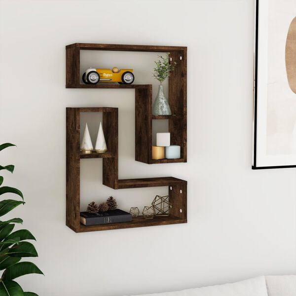 vidaXL Wall Shelf Set of 2 Smoked Oak Engineered Wood Medium