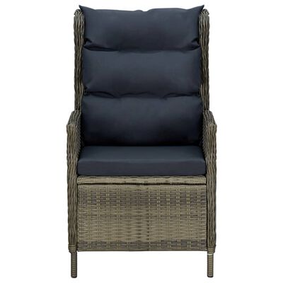 vidaXL Reclining Patio Chair with Cushions Poly Rattan Brown