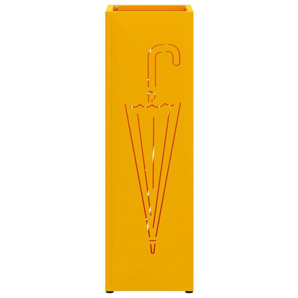 vidaXL Umbrella Stand Mustard 15.5 x 15.5 x 49 cm Metal