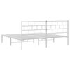 vidaXL Metal Bed Frame White Powder-Coated Steel Super King