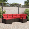 vidaXL Sofa Set with Cushion 6 pcs Brown Synthetic: Poly Rattan