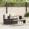 vidaXL 3 Piece Garden Dining Set with Cushions Black Poly Rattan