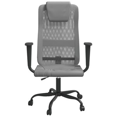 vidaXL Office Chair Gray Mesh Fabric and Faux Leather