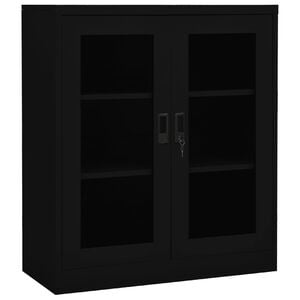 vidaXL Office Cabinet Black Steel Medium Height-Adjustable Shelves
