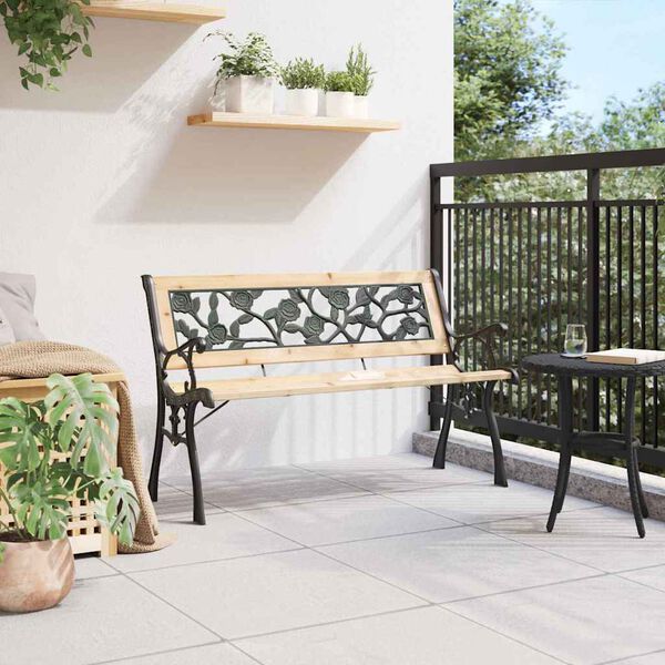 vidaXL Garden Bench with Cushion Brown 116 x 54 x 73 cm Wood