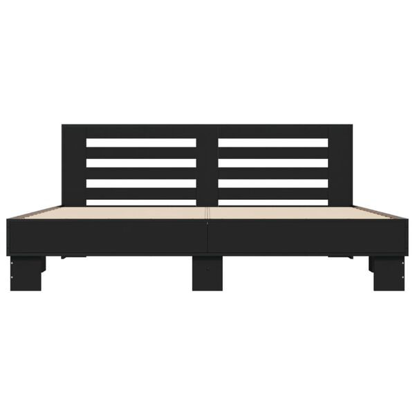vidaXL Bed Frame Black Engineered Wood and Metal Super King Durable