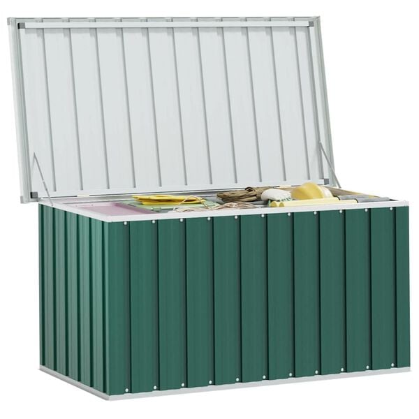 vidaXL Storage Box Green Galvanized steel, plastic 50.8 x 26.4 x 25.6 in