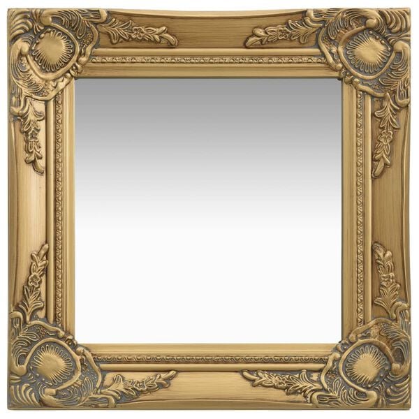 vidaXL Wall Mirror Gold Wood, glass, engineered wood 15.7x15.7 in